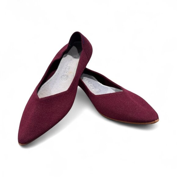 Rothys Size 9 The Point Merino Wool Aubergine Purple Retired Knit Flats Shoes - Picture 4 of 6